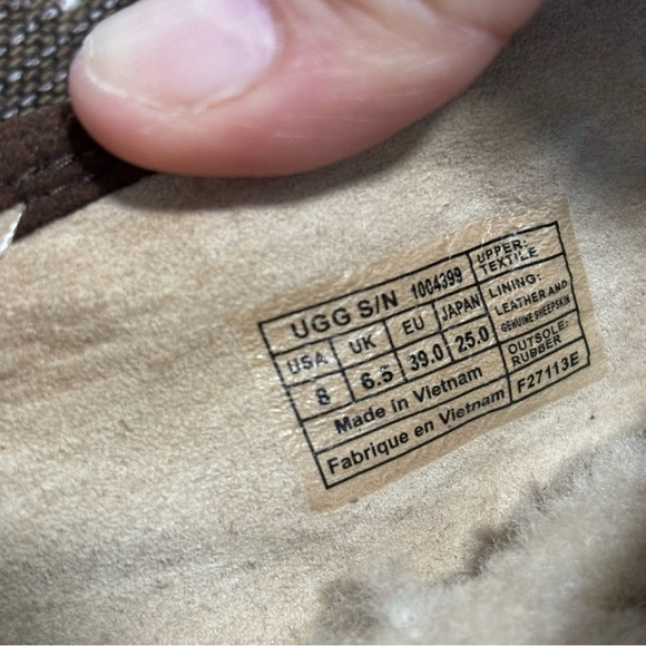 UGG Alloway Brown Tweed Sherpa Lined Slip on Slipper Flat Loafers NWOT - Picture 8 of 9